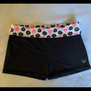 Justice stretch shorts black, white, pink size 18
